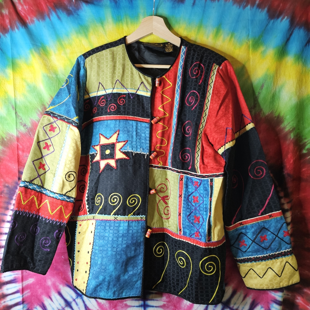 Vintage 90's Alex Kim Patchwork Colorful Blazer